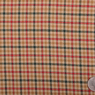Beige/Red/Moss/Wheat Plaid Wool Coating