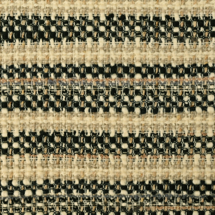 Famous NYC Designer Italian Black Bean and Sepia Tinted Striped Wool Tweed