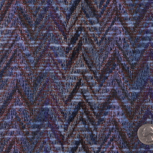 Blue and Purple Zig Zag Woven Wool Blend