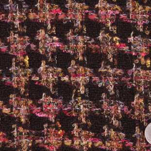 Dark Brown and Multicolor Hounstooth Wool Boucle