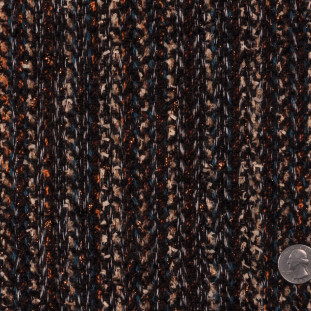 Dark Brown Striped Wool-Lurex Boucle