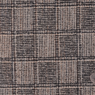 Natural/Gray/Black Plaid Wool Boucle