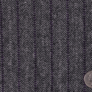 Italian Gray and Purple Wool Herringbone Flannel