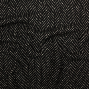 Black and Steeple Gray Herringbone Wool Coating