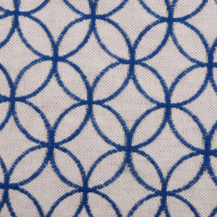 Natural with Blue Geometric Cotton/Linen
