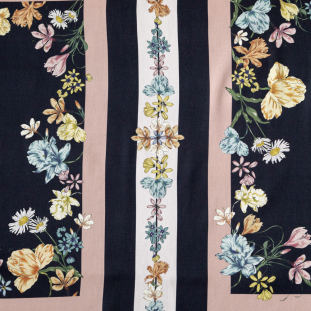 Mood Exclusive Fall Flowerbeds Black and Beige Stretch Cotton Sateen