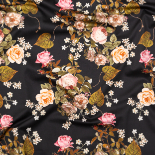 Mood Exclusive Black Blossoms of the Heart Stretch Cotton Sateen