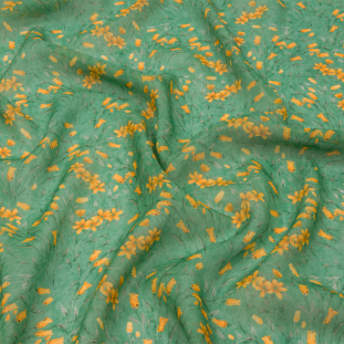 Mood Exclusive Teal Dance with the Daffodils Viscose Georgette