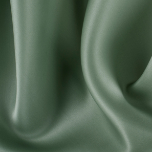 Oil Green Silk Satin Face Organza
