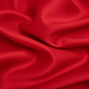 Premium Italian True Red Polyester and Silk Mikado Pique
