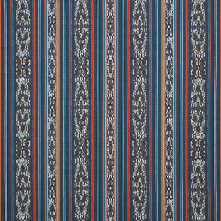 Sunbrella Artistry Indigo Striped Upholstery Ottoman