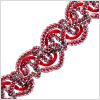 0.5 Metallic Silver/Red Braided Trim - Detail | Mood Fabrics