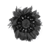 Italian Black Flower Brooch with Rhinestones | Mood Fabrics