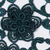 Metallic Deep Teal Couture Floral Guipure Lace Fabric - Detail | Mood Fabrics