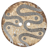 Italian Beige and Silver Swirls Etched Coconut Button - 64L/40.5mm | Mood Fabrics
