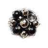 Black/Silver Beaded Brooch with Pin - 2 | Mood Fabrics