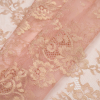 Rose and Metallic Gold Floral Lace - Folded | Mood Fabrics