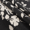 Ralph Lauren Black and Egret Floral Linen Canvas - Folded | Mood Fabrics