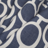 Spanish Denim/White Geometric Poly/Cotton Canvas - Folded | Mood Fabrics