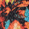 Aqua/Orange Digitally Printed Abstract Quilted Polyester - Detail | Mood Fabrics