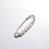 Silver Italian Safety Pin with Pearls - Detail | Mood Fabrics