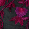 Metallic Fuchsia Floral Embroidered Tulle  Panel - Detail | Mood Fabrics