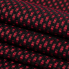 Red on Black Polka Dotted Polyester Jacquard - Folded | Mood Fabrics