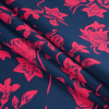 Patriot Blue and Geranium Red Floral Cotton Sateen - Folded | Mood Fabrics
