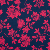 Patriot Blue and Geranium Red Floral Cotton Sateen | Mood Fabrics
