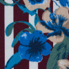 Brown/Blue/Beige Striped Floral Cotton Poplin - Detail | Mood Fabrics