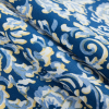Blue/Yellow Floral Stretch Cotton Poplin - Folded | Mood Fabrics