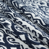 Navy/White Ikat Stretch Cotton Sateen - Folded | Mood Fabrics