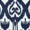 Navy/White Ikat Stretch Cotton Sateen - Detail | Mood Fabrics