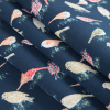 Navy Birds Printed on a Cotton Sateen - Folded | Mood Fabrics
