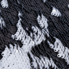 Black and White Reversible Paillette Sequins on a Stretch Jersey - Detail | Mood Fabrics