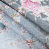 Birds and Branches Digitally Printed on a Gray Butterfly Jacquard with Metallic Silver Embroidery - Folded | Mood Fabrics