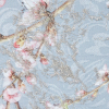 Birds and Branches Digitally Printed on a Gray Butterfly Jacquard with Metallic Silver Embroidery - Detail | Mood Fabrics