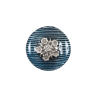 Italian Aqua and Silver Floral Metal Button - 32L/20mm | Mood Fabrics