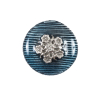 Italian Aqua and Silver Floral Metal Button - 36L/23mm | Mood Fabrics