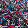 Victoria Blue/Magenta Multicolor Geometric Printed Stretch Cotton Twill - Folded | Mood Fabrics