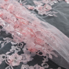 Pink Dogwood 3D Floral Embroidered Tulle with Beads and Sequins - Folded | Mood Fabrics