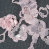Pink Dogwood 3D Floral Embroidered Tulle with Beads and Sequins - Detail | Mood Fabrics