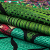 Green, Baja Blue and Orange Mandalas and Leaves Printed Polyester Chenille - Folded | Mood Fabrics