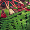 Green, Baja Blue and Orange Mandalas and Leaves Printed Polyester Chenille - Detail | Mood Fabrics