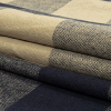 Navy and Frosted Almond Buffalo Check Linen and Cotton Woven - Folded | Mood Fabrics