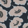 European Navy and Peach Floral Cotton Poplin - Detail | Mood Fabrics