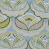 European Green and Blue Floral Art Deco Cotton Poplin - Detail | Mood Fabrics