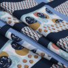 Blue Patchwork Geometric Stretch Cotton Poplin - Folded | Mood Fabrics