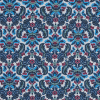 Bijou Blue, Red and Green Damask Stretch Cotton Poplin | Mood Fabrics