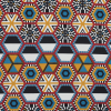 Red, Yellow and Blue Geometric Stretch Cotton Poplin | Mood Fabrics